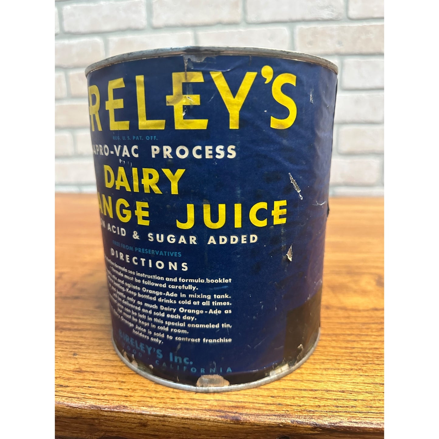 Rare Vintage 1930s Bireleys Syrup Juice Can Sign Advertising Paper Label Kids