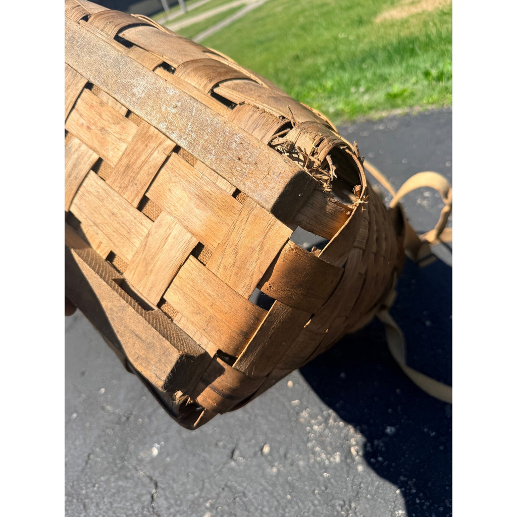 Antique Early Adirondack Trapper Back Pack Basket Original Straps Amazing Shape