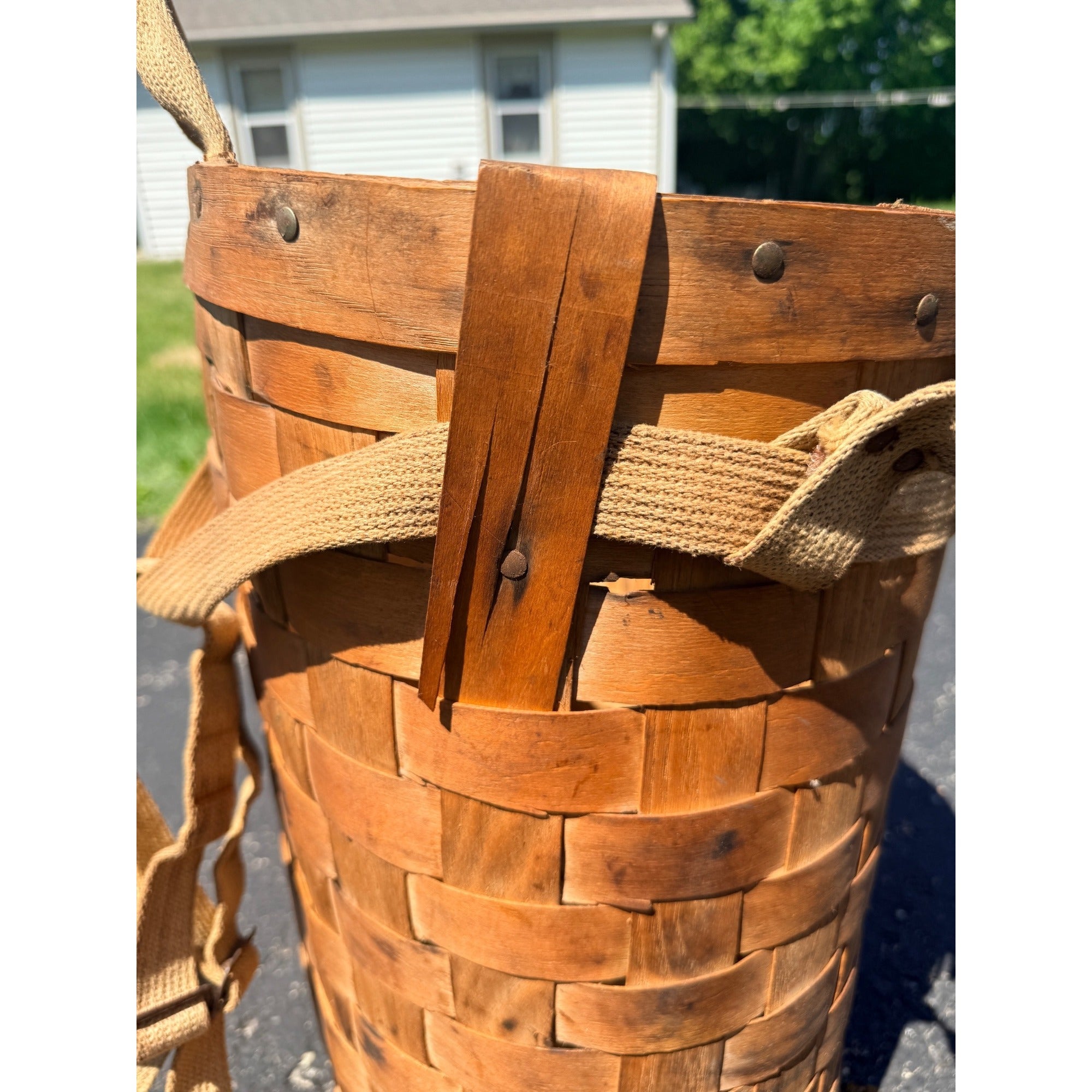 Antique Early Adirondack Trapper Back Pack Basket Original Straps Amazing Shape