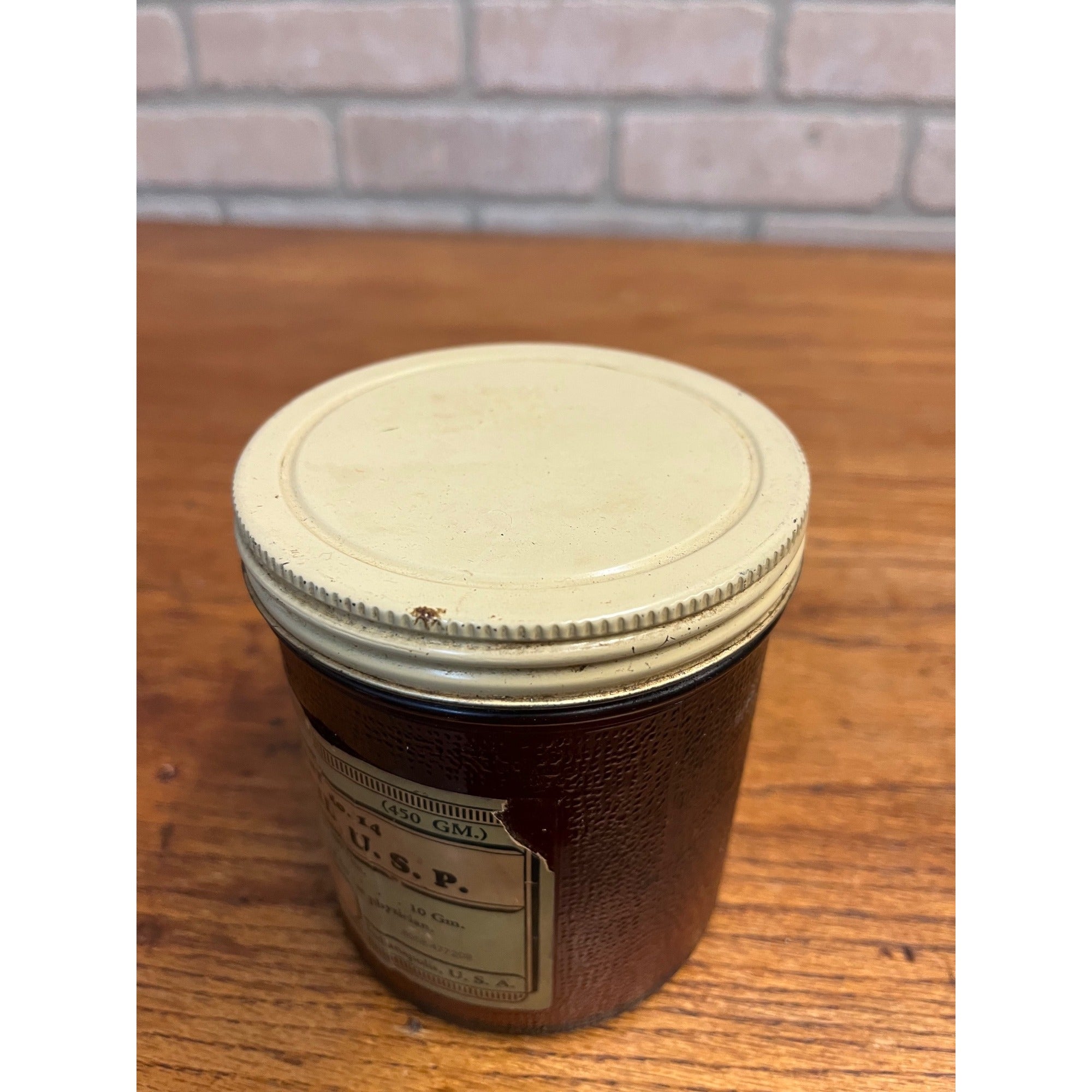 Vintage Eli Lilly Co. Ointment Amber Glass Jar Medicine Tin Apothecary Pharmacy