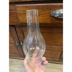 Vintage Kamenz Crystal Bear Brand Fireproof Oil Lamp Chimney 7.75" & 2.5" Fitter