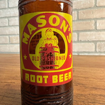 1950s Masons Root beer ACL Brown Amber Soda Pop Bottle Chicago