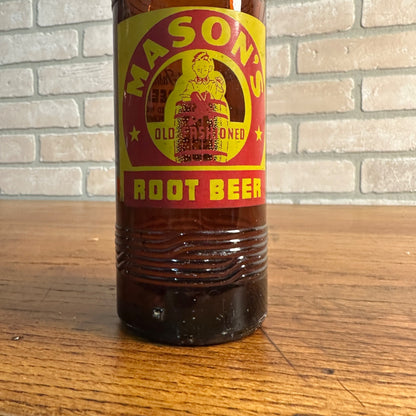 1950s Masons Root beer ACL Brown Amber Soda Pop Bottle Chicago