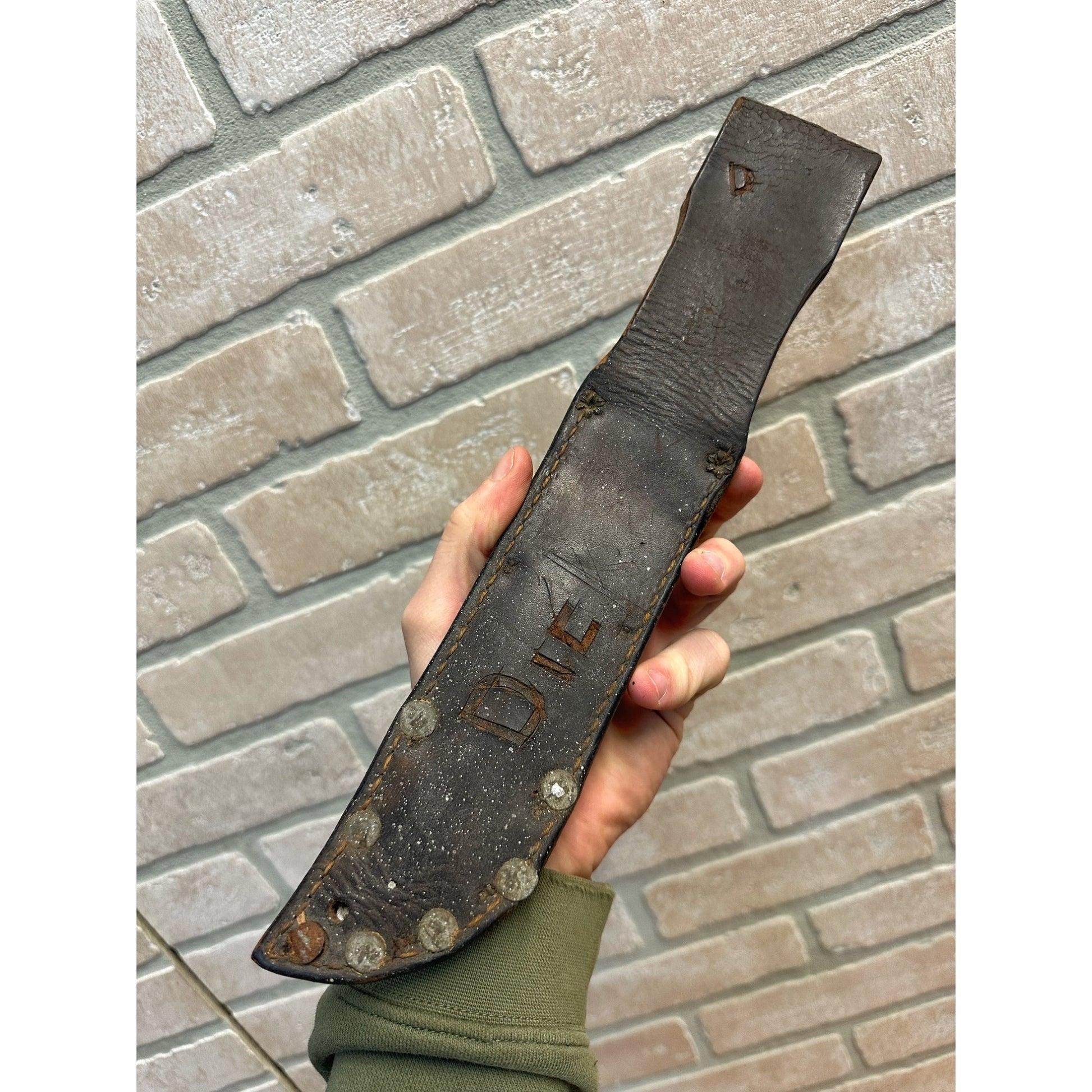 Original WWII US Navy RH 37 Fighting Knife + Sheath, Dog Tags, & Medals Named ID Estate