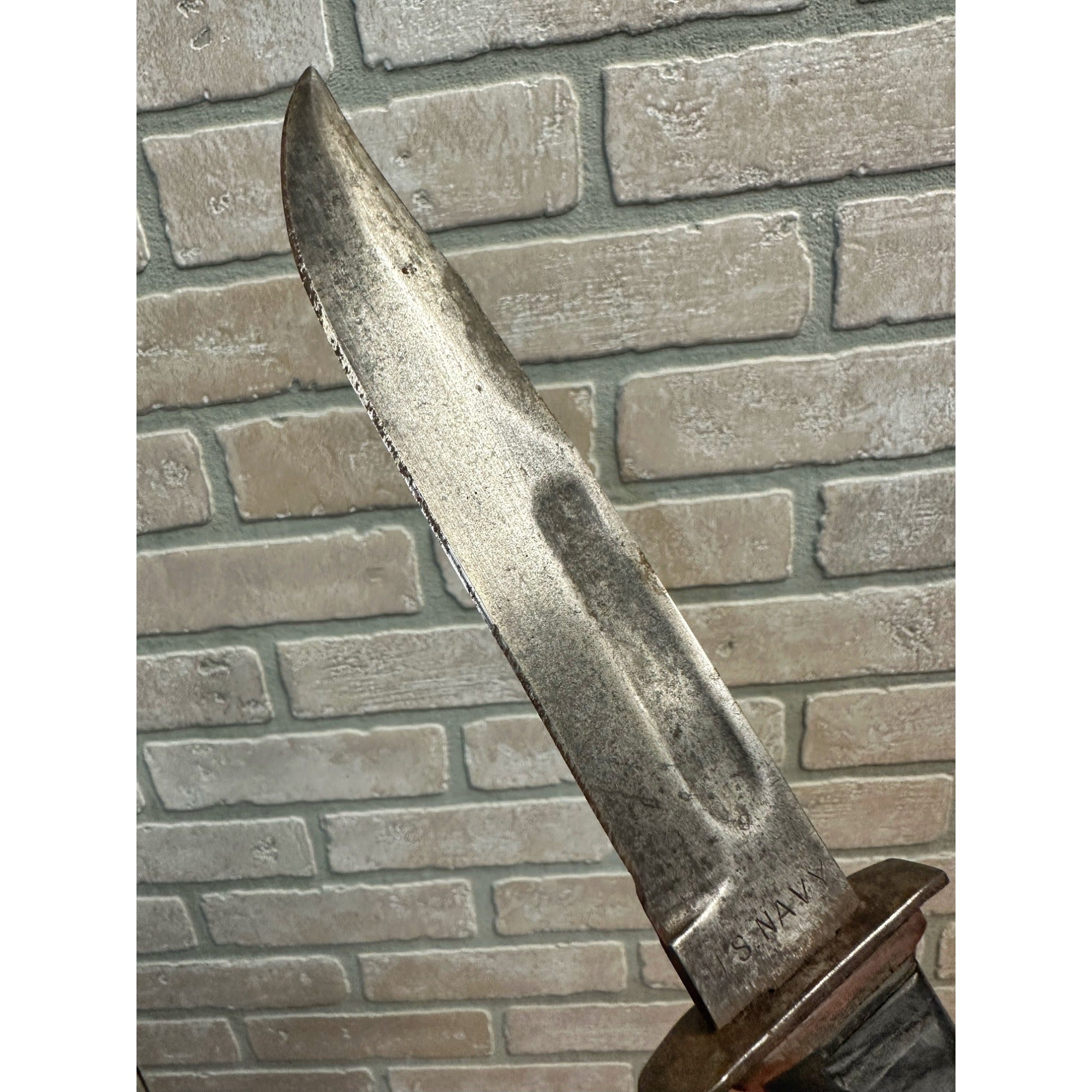 Original WWII US Navy RH 37 Fighting Knife + Sheath, Dog Tags, & Medals Named ID Estate