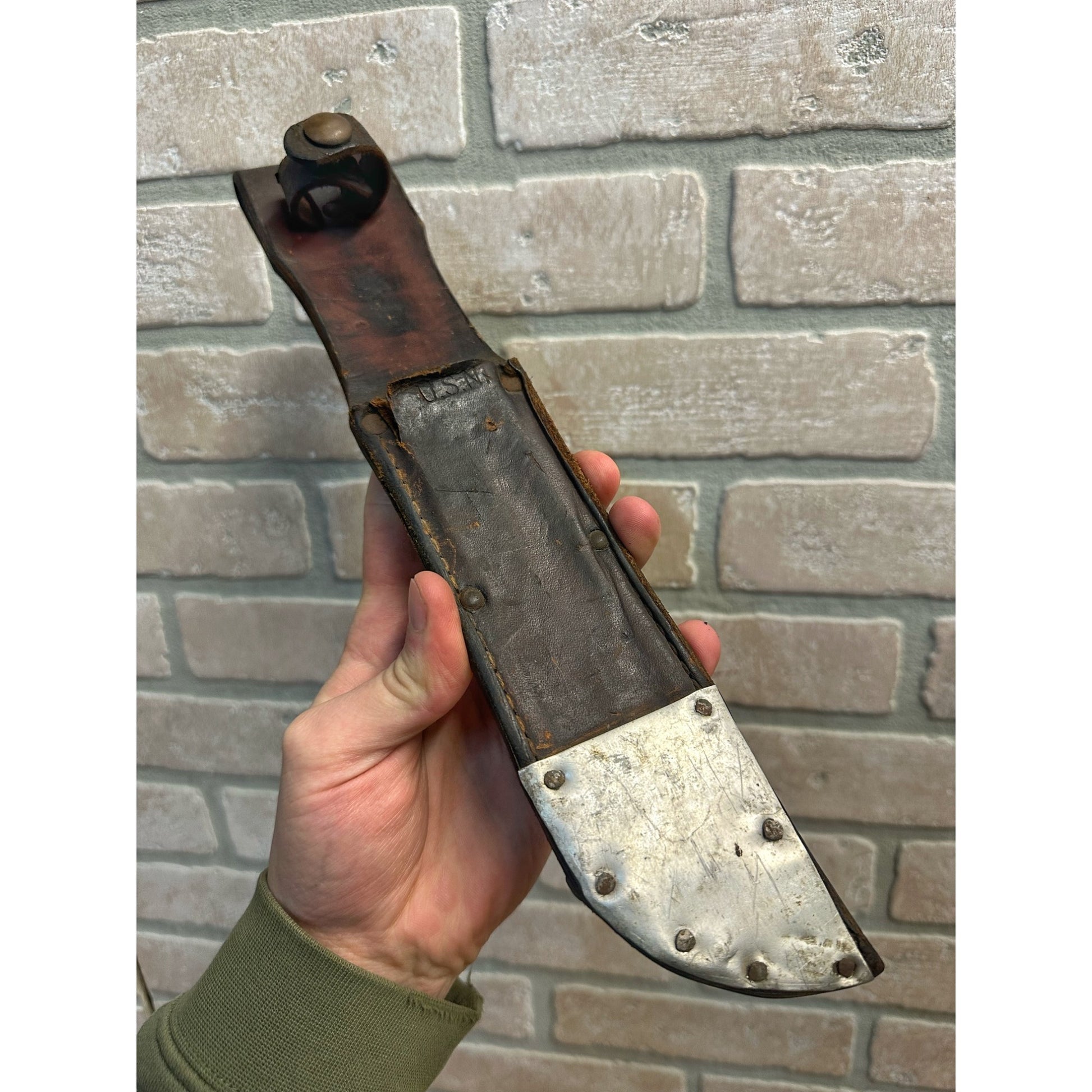 Original WWII US Navy RH 37 Fighting Knife + Sheath, Dog Tags, & Medals Named ID Estate