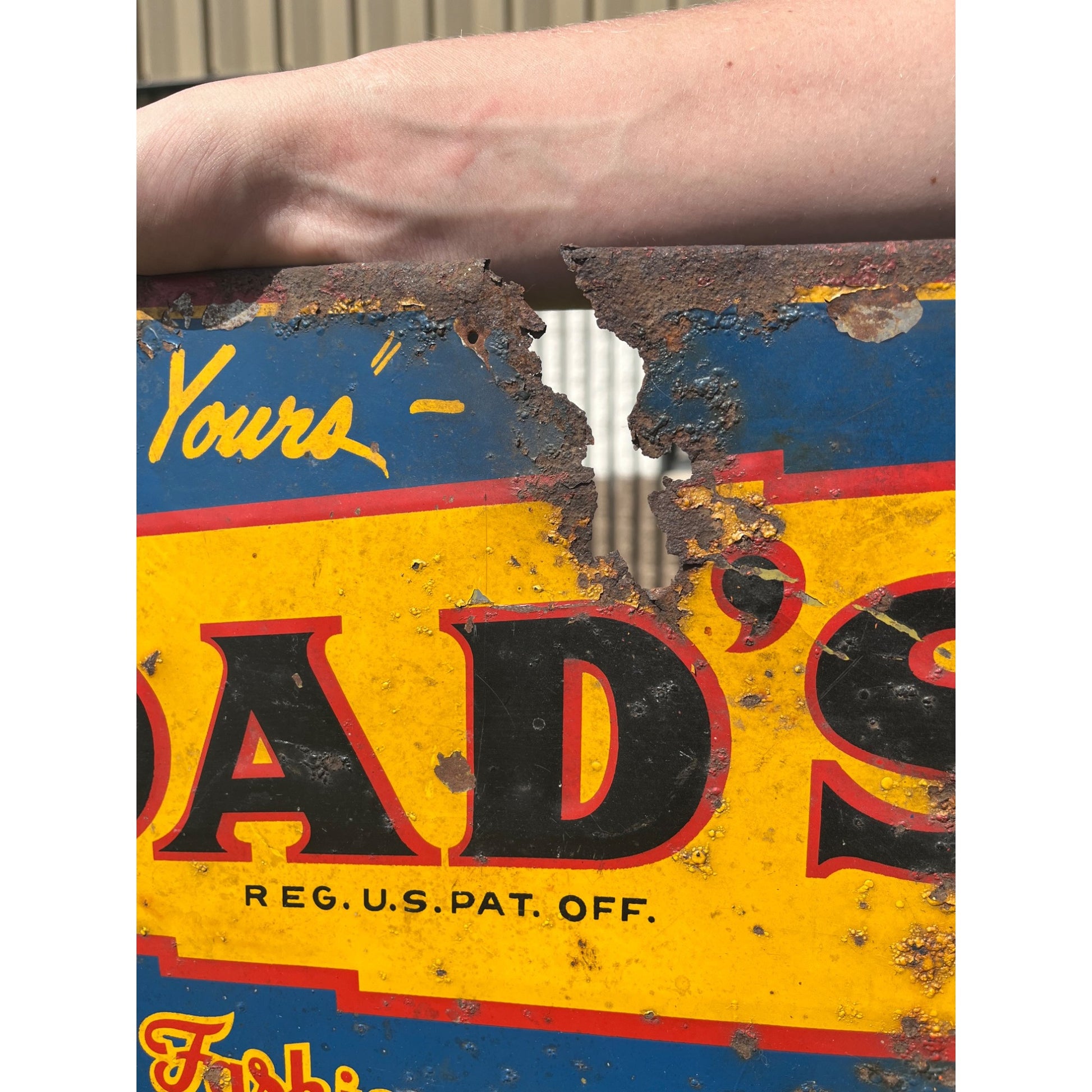 Vintage 1930s Dad's Root Beer Soda Tin Embossed Sign Menu Board Black Cow