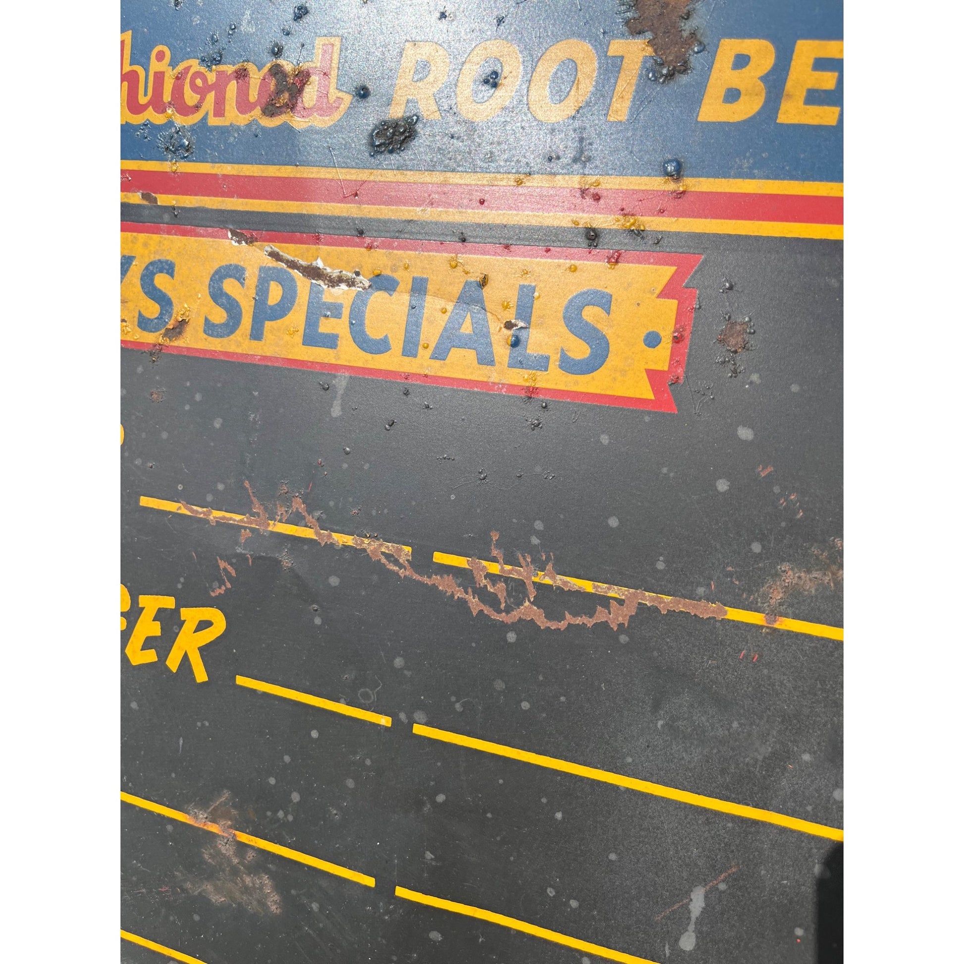 Vintage 1930s Dad's Root Beer Soda Tin Embossed Sign Menu Board Black Cow