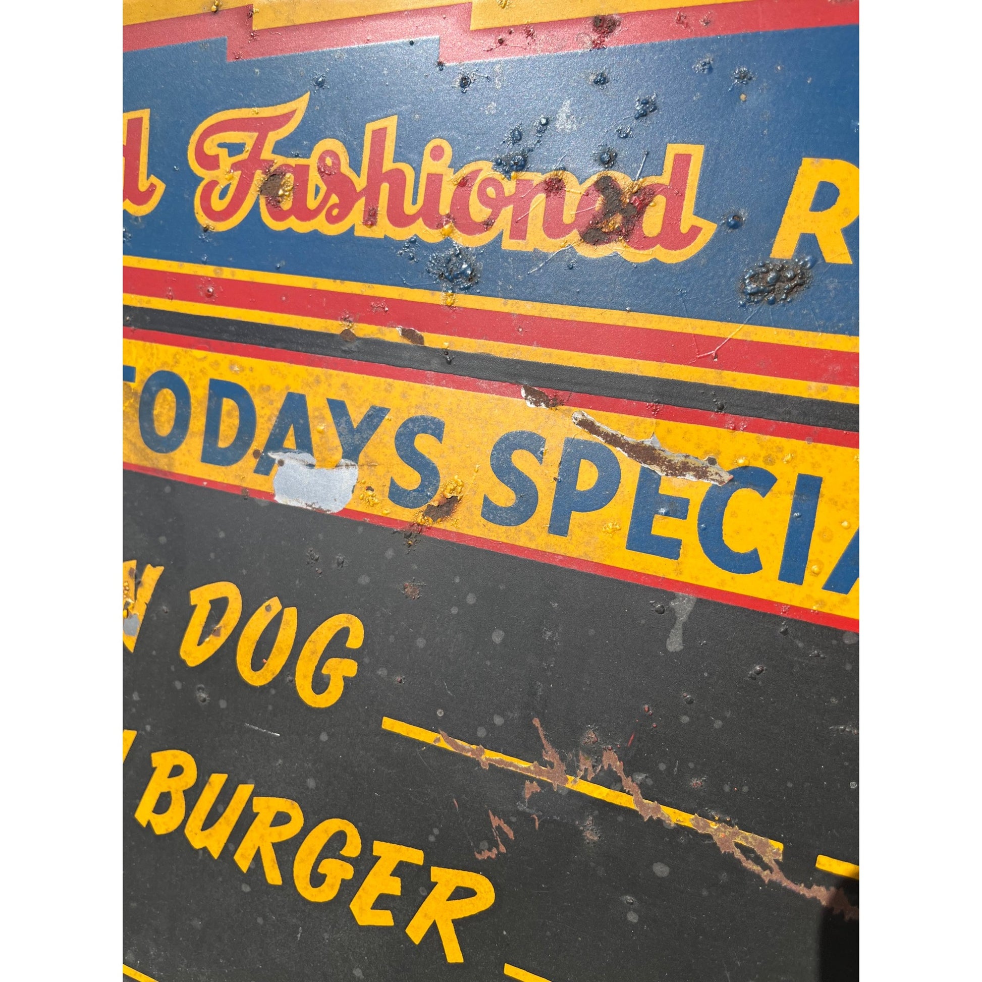 Vintage 1930s Dad's Root Beer Soda Tin Embossed Sign Menu Board Black Cow