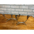 Pair of Vintage MCM Stainless Steel Danish Modern Candle Holders 1960s Retro