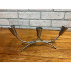 Pair of Vintage MCM Stainless Steel Danish Modern Candle Holders 1960s Retro