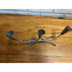 Pair of Vintage MCM Stainless Steel Danish Modern Candle Holders 1960s Retro