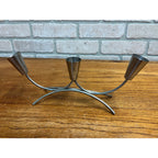 Pair of Vintage MCM Stainless Steel Danish Modern Candle Holders 1960s Retro