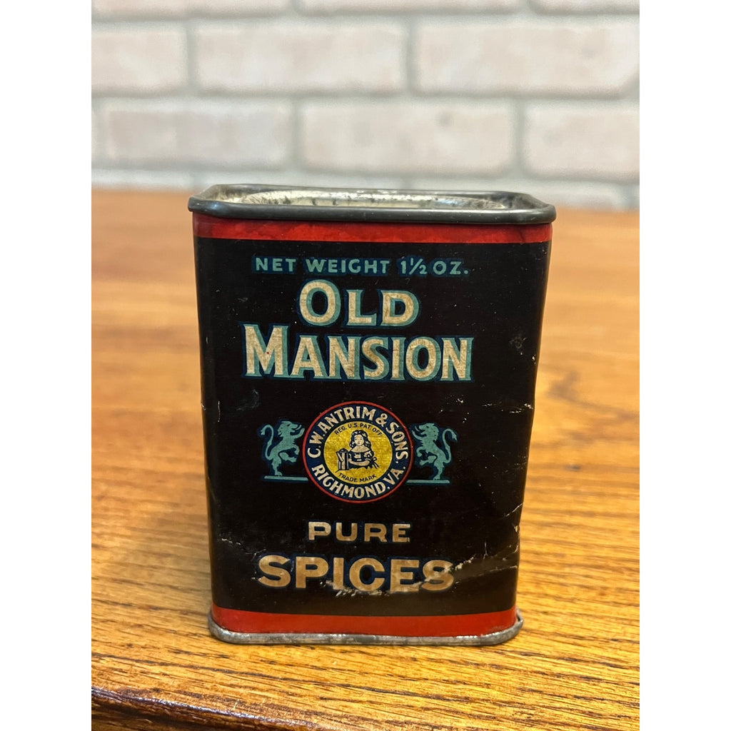 Vintage Spice Tin Old Mansion Ground Ginder C.Antrim & Sons Richmond VA