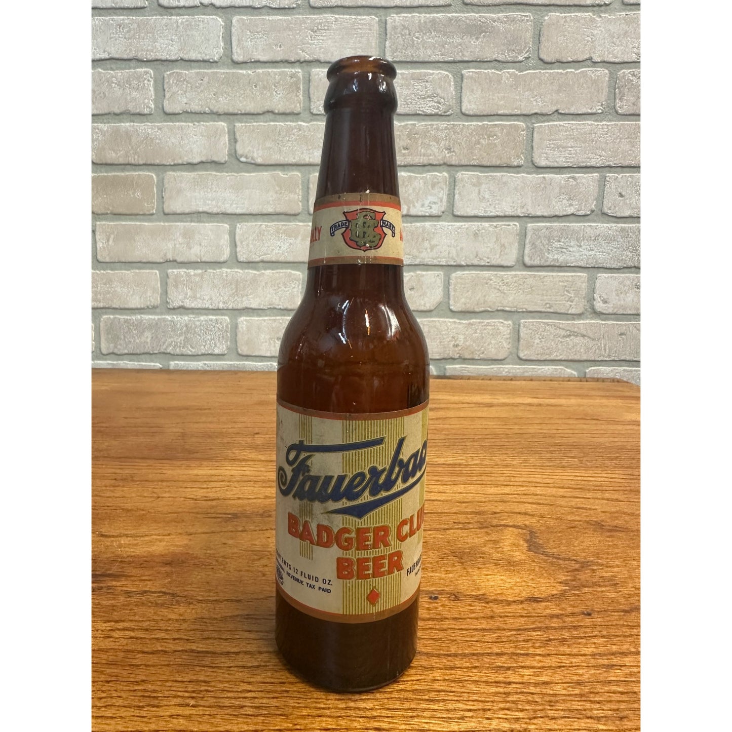 Fauerbach Badger Club Paper Label Beer Bottle Madison WI Old Irtp Brewing