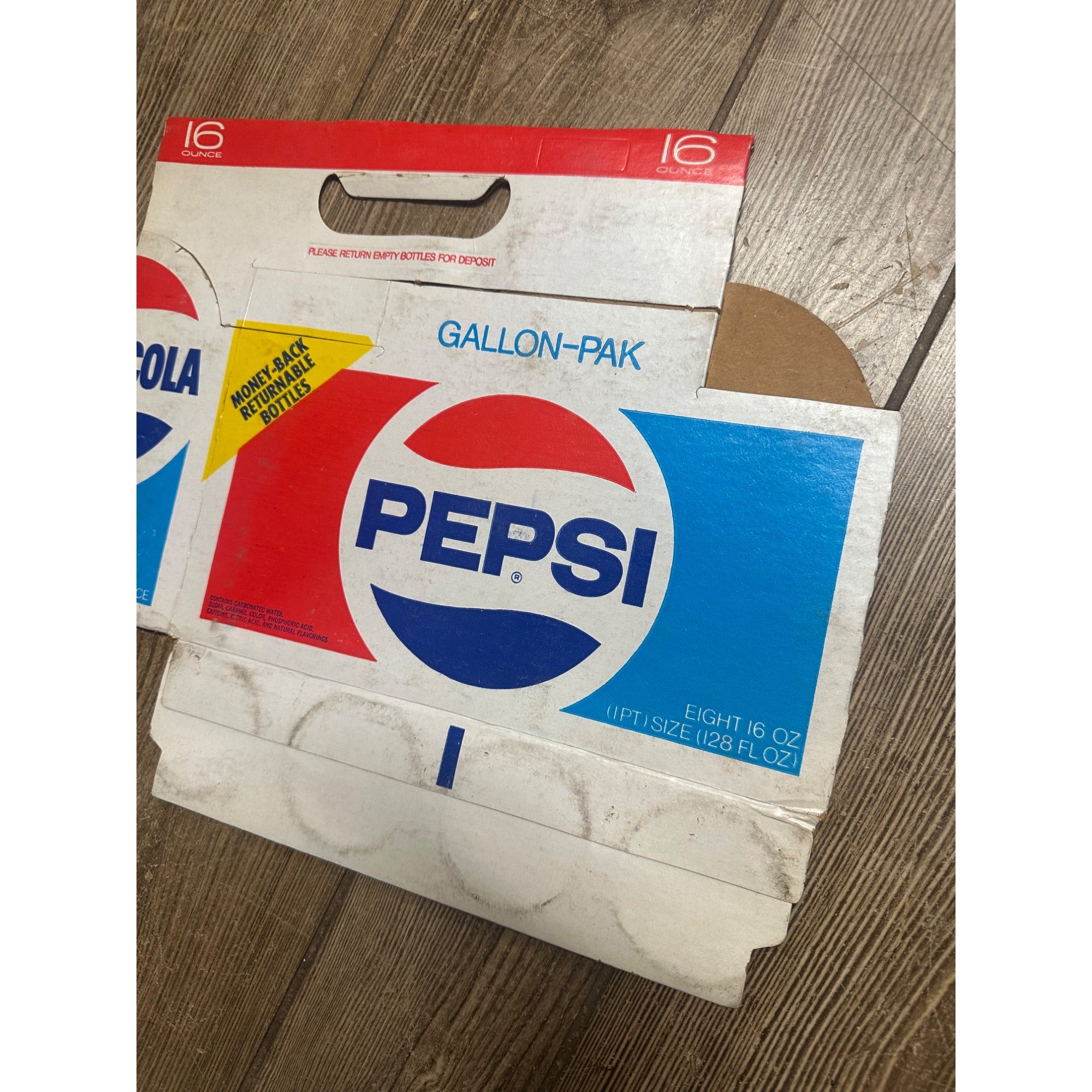 Pepsi Cardboard Carrier Eight Pack Carton Bottle 16oz Vintage Gallon-Pak