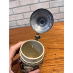 Antique German Relief Stoneware Boy Beer Stein w/ Lid 1900s Germany 1/4L