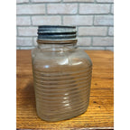 Antique Hazel Atlas Ribbed Glass Coffee Jar With Zinc Lid Quart Hoosier Style