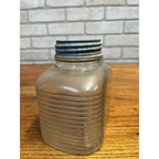 Antique Hazel Atlas Ribbed Glass Coffee Jar With Zinc Lid Quart Hoosier Style