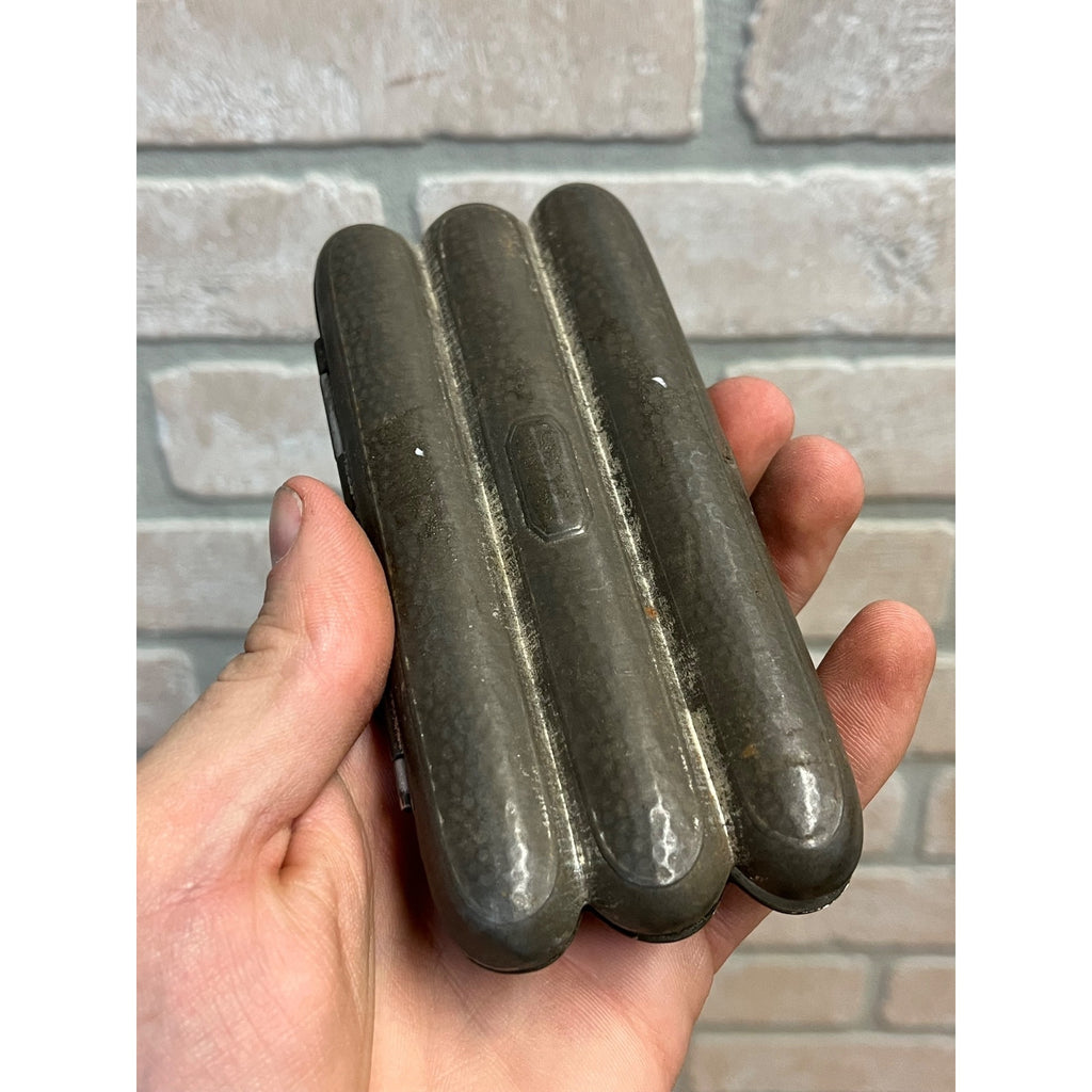 Antique Vintage Tin Cigar Holder Vintage Hinged Hammered Holds Three