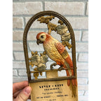 German Victorian Advertising Diecut Calendar Sign Parrot Foster Oregon Clothing