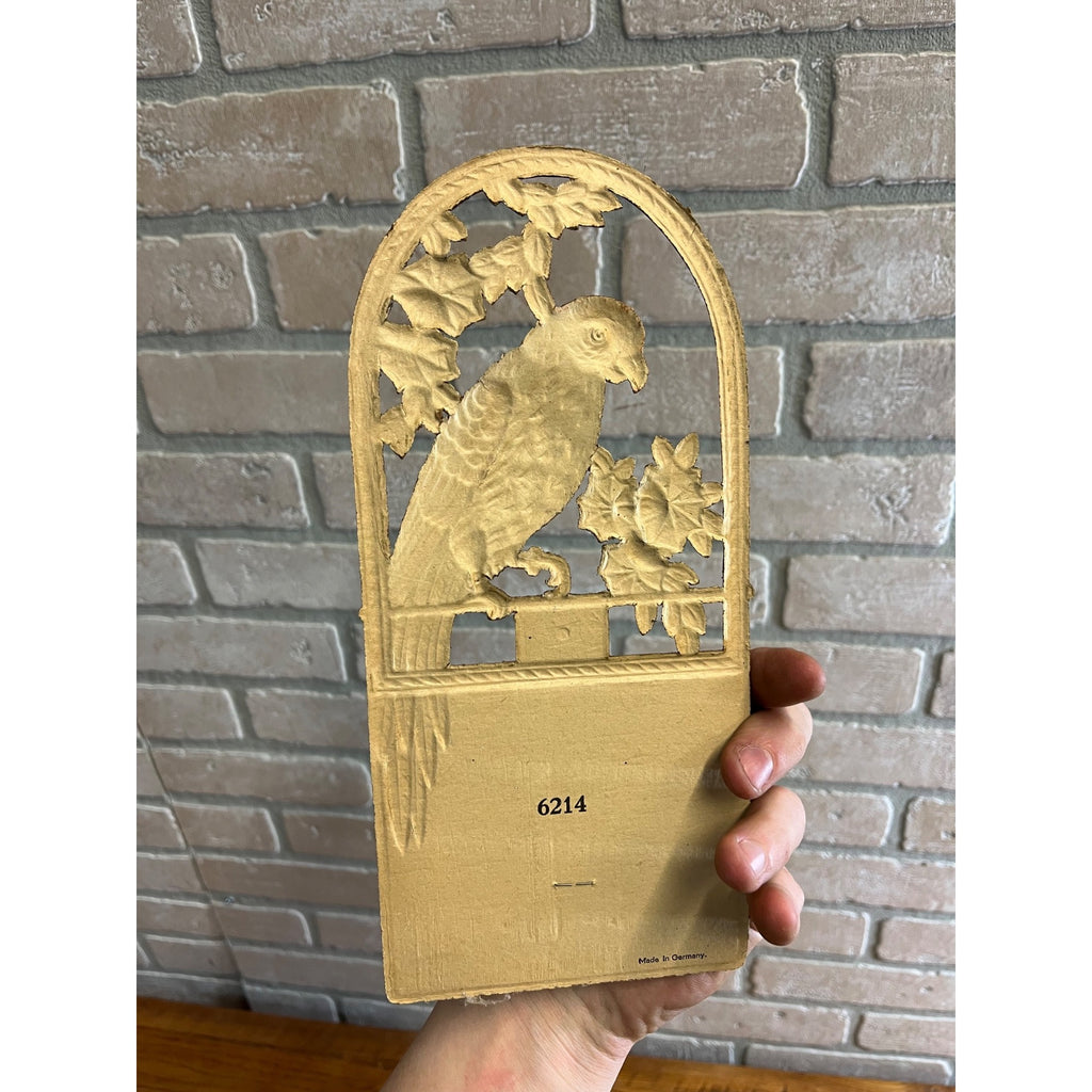 German Victorian Advertising Diecut Calendar Sign Parrot Foster Oregon Clothing