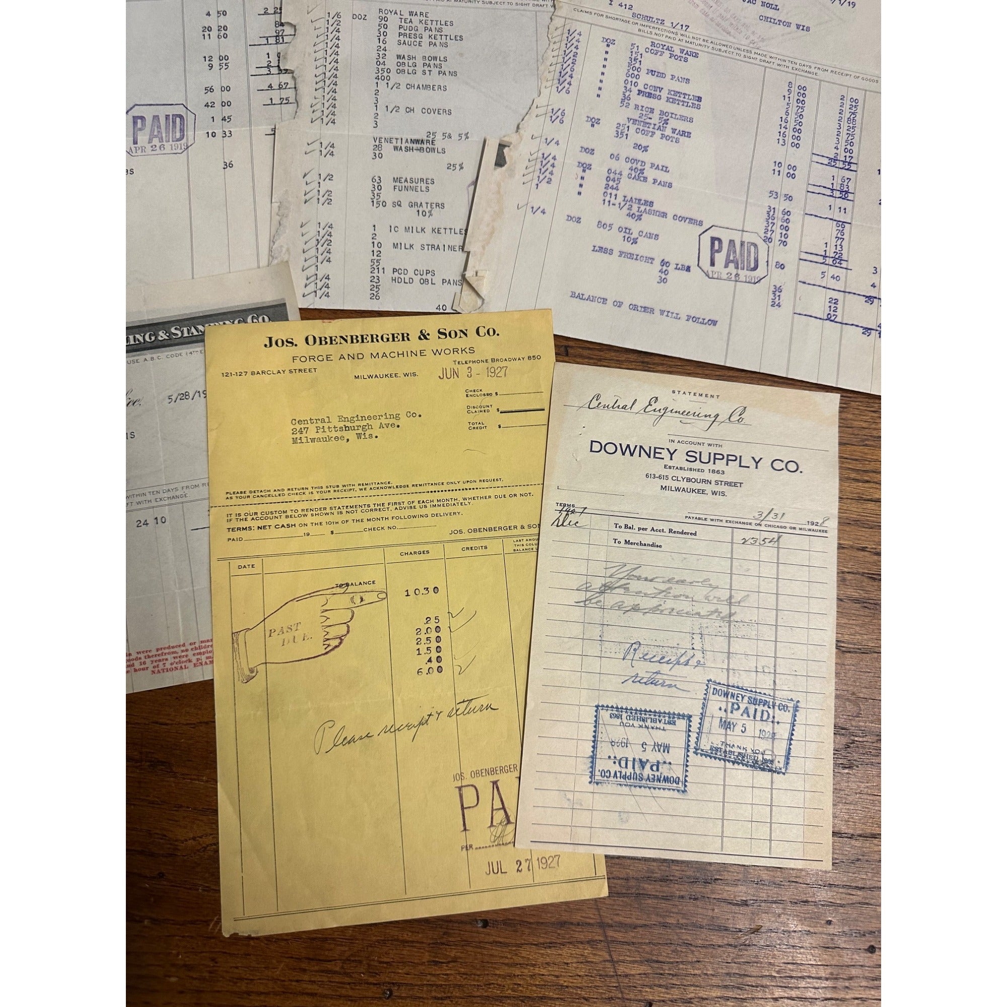 Lot Milwaukee Wisconsin Letterhead Invoices Royal Downey Machine