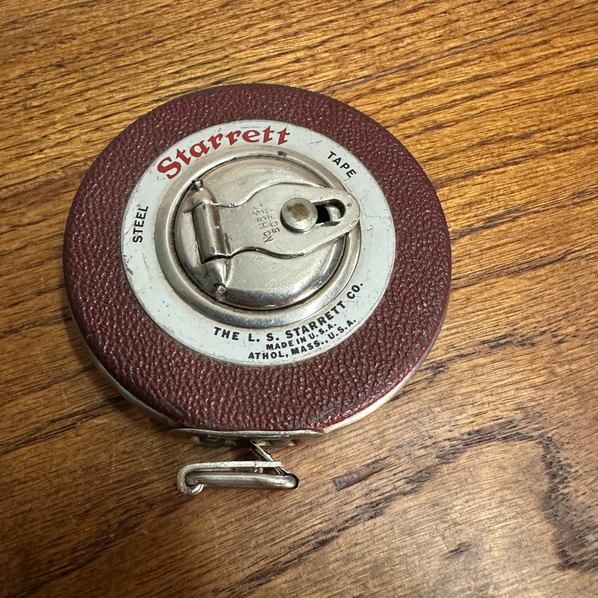 Vintage Starrett 50ft. Wind Up Metal Tape Measure No. H530