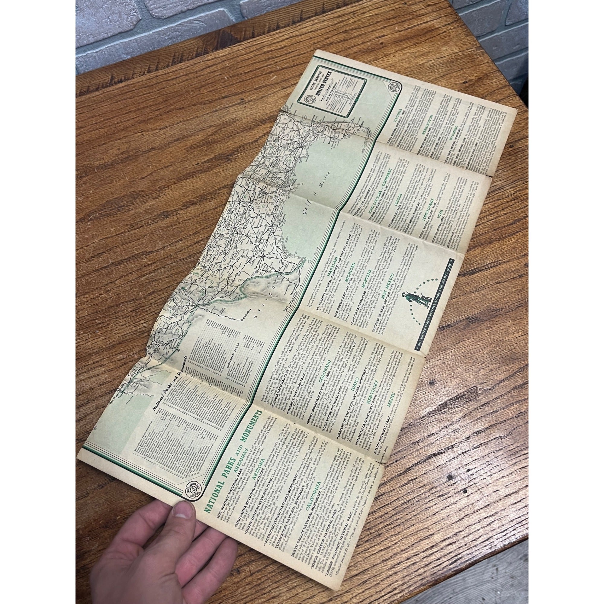 Vintage 1940s Wisconsin Cities Service Oil Gas Service Station Road Map WI Wis