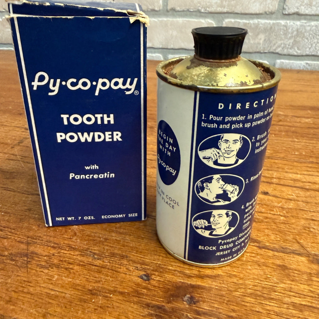 Vintage 1950's Tin Py-co-pay Tooth Powder. Full With Original Box