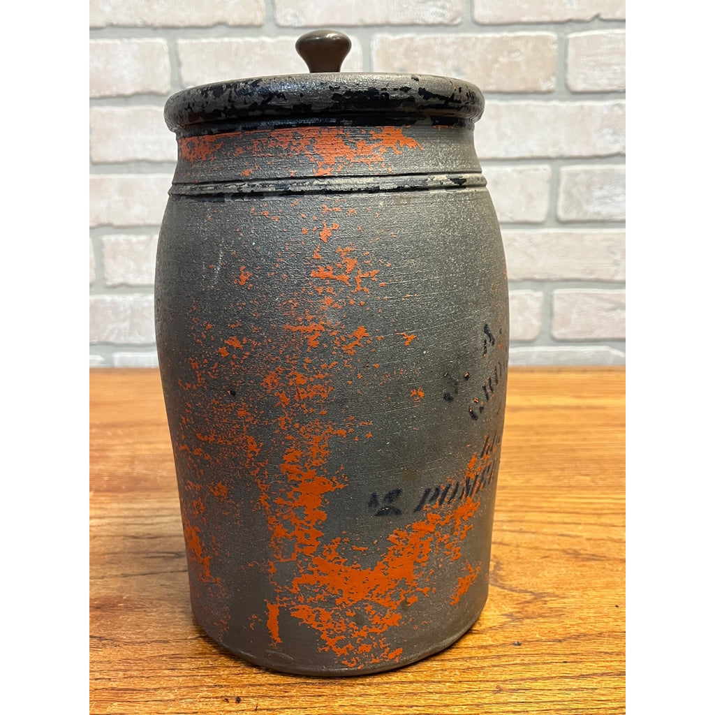 Early Antique Advertising Stoneware J. A. Franz Pomeroy Ohio Stenciled Crock Jar
