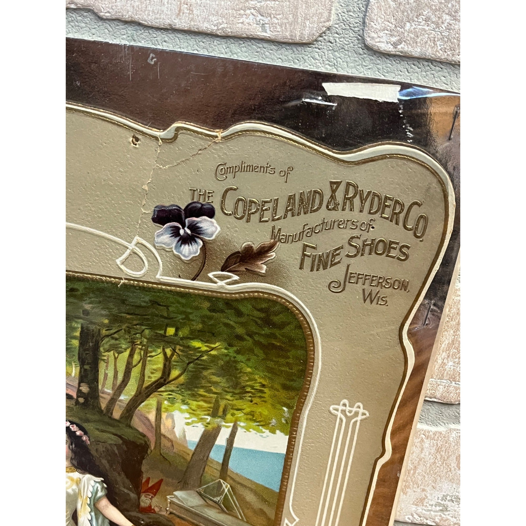 Antique Victorian 1902 Copeland & Ryder Shoes Jefferson Wis Advertising Sign