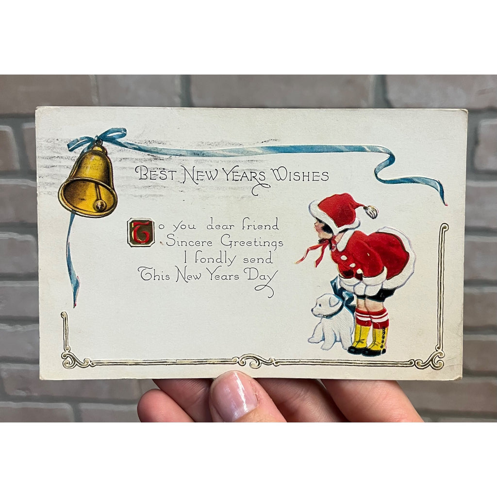 Vintage 1928 Christmas Postcard w/ Christmas Seal Tied US American Red Cross