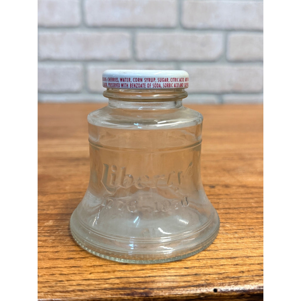1976 Liberty Bell Maraschino Cherries & Spanish Olives Glass Jars Bicentennial