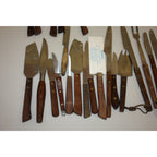 Huge Lot Vintage MCM Stainless Steel Barware and Serving Utensils Wood Handles