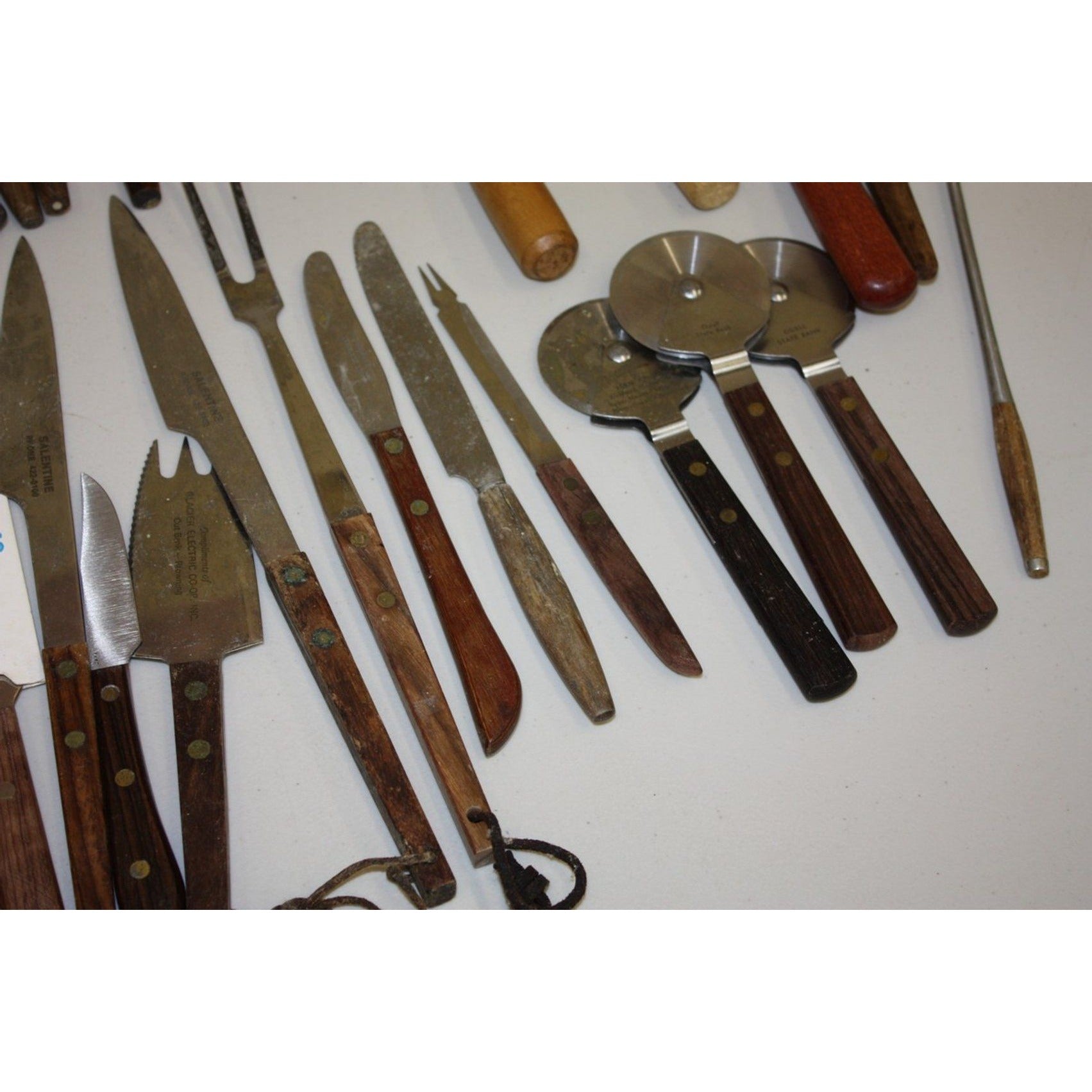 Huge Lot Vintage MCM Stainless Steel Barware and Serving Utensils Wood Handles