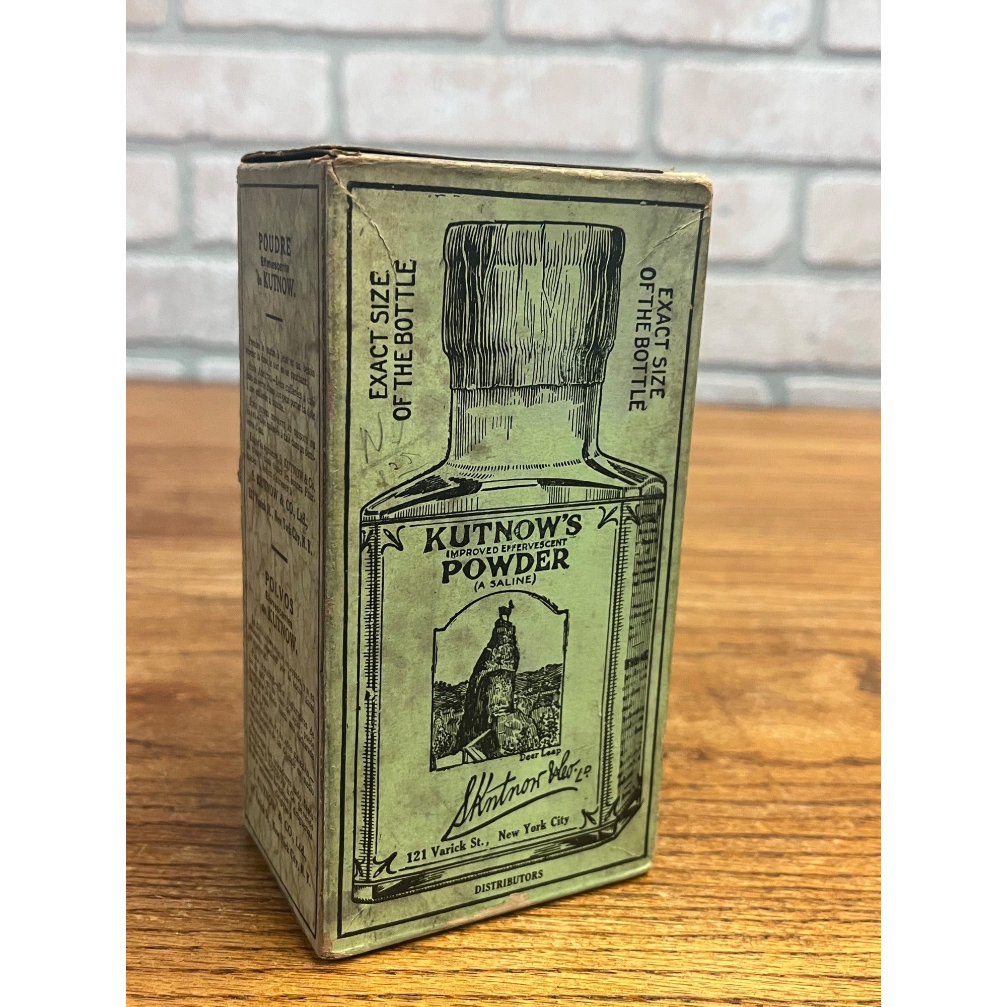 Vintage Kutnow's Effervescent Powder Sealed Original Box 4.5 Ounce Quack Medicine Deer Leap New York