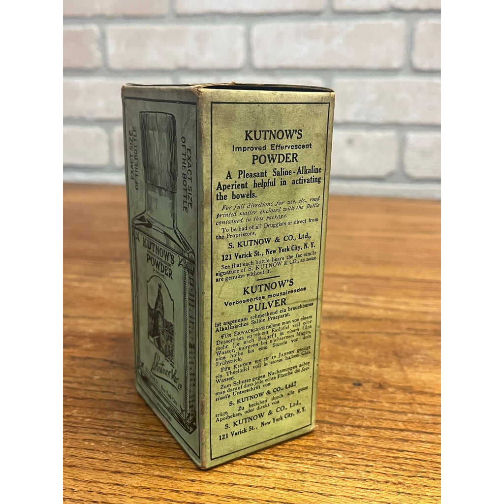 Vintage Kutnow's Effervescent Powder Sealed Original Box 4.5 Ounce Quack Medicine Deer Leap New York