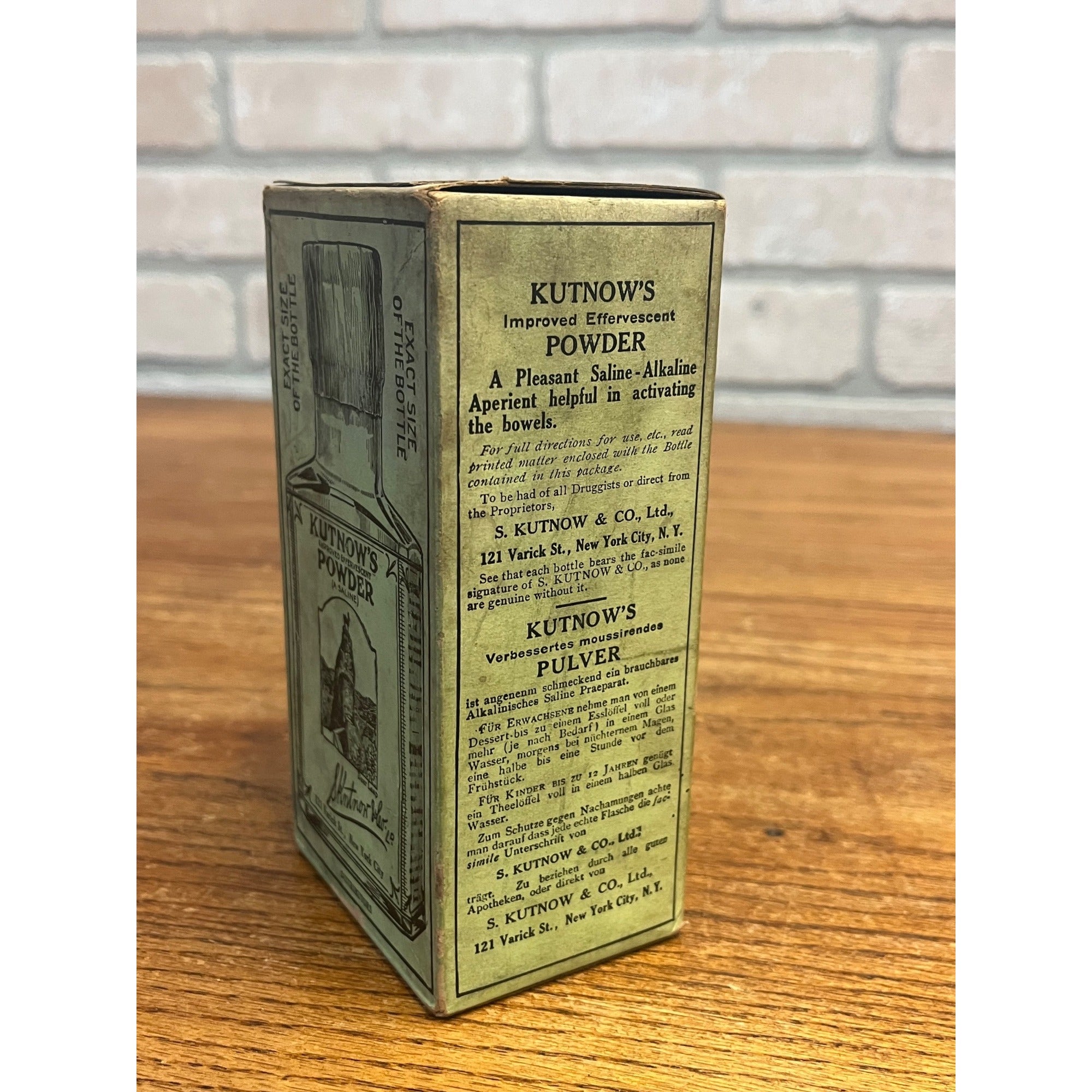 Vintage Kutnow's Effervescent Powder Sealed Original Box 4.5 Ounce Quack Medicine Deer Leap New York
