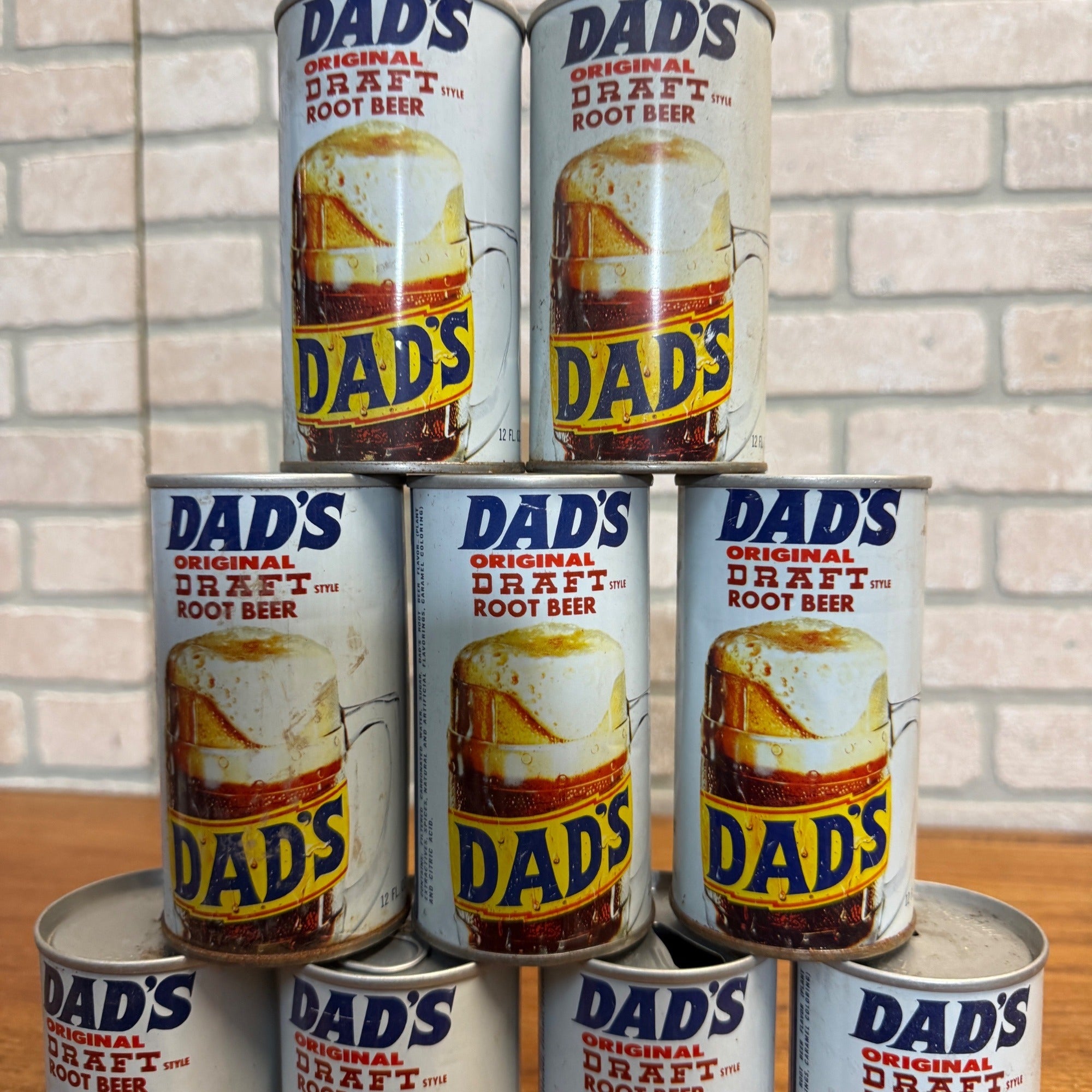 Vintage Dad's Root Beer Pull Tab Straight Soda Cans Huge Lot (9)