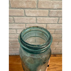 Antique Aqua Blue Sure Seal Embossed Quart Fruit Mason Canning Jar #4