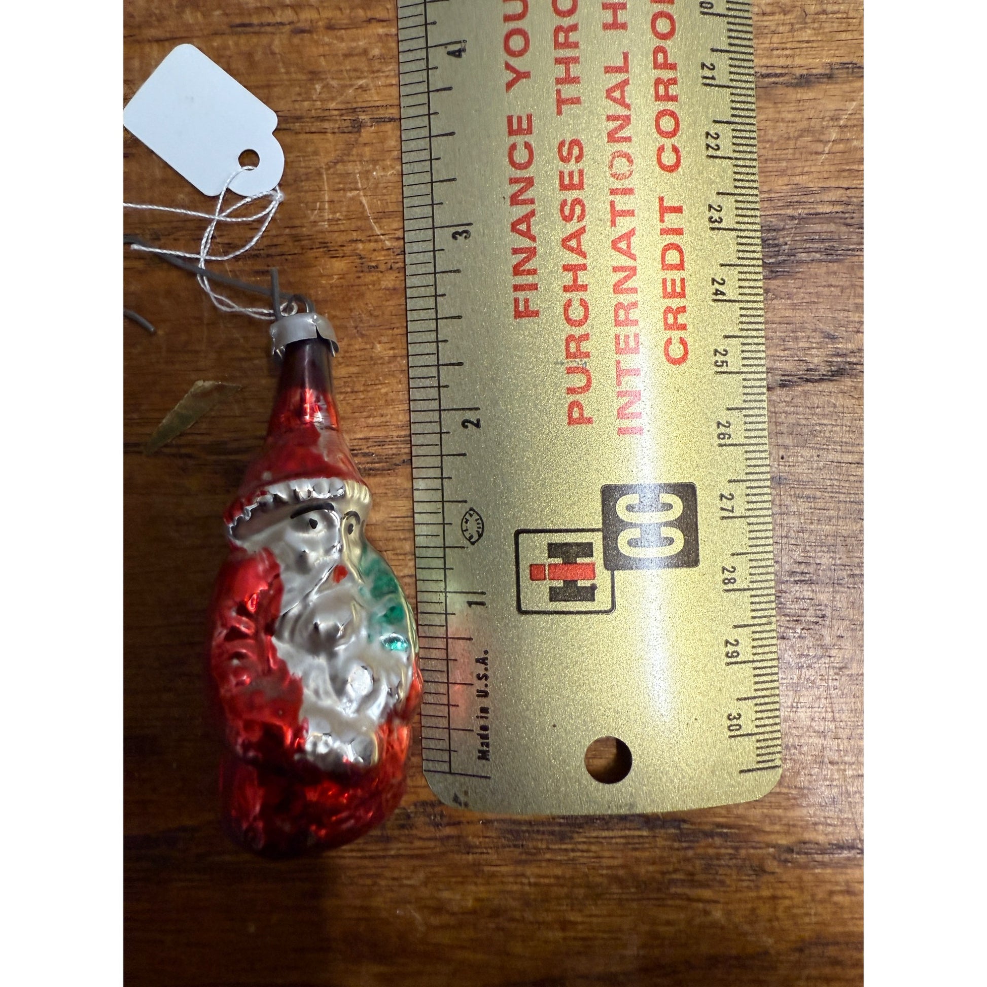 Vintage Santa Claus Father Christmas Holding Tree Glass Ornament  West Germany