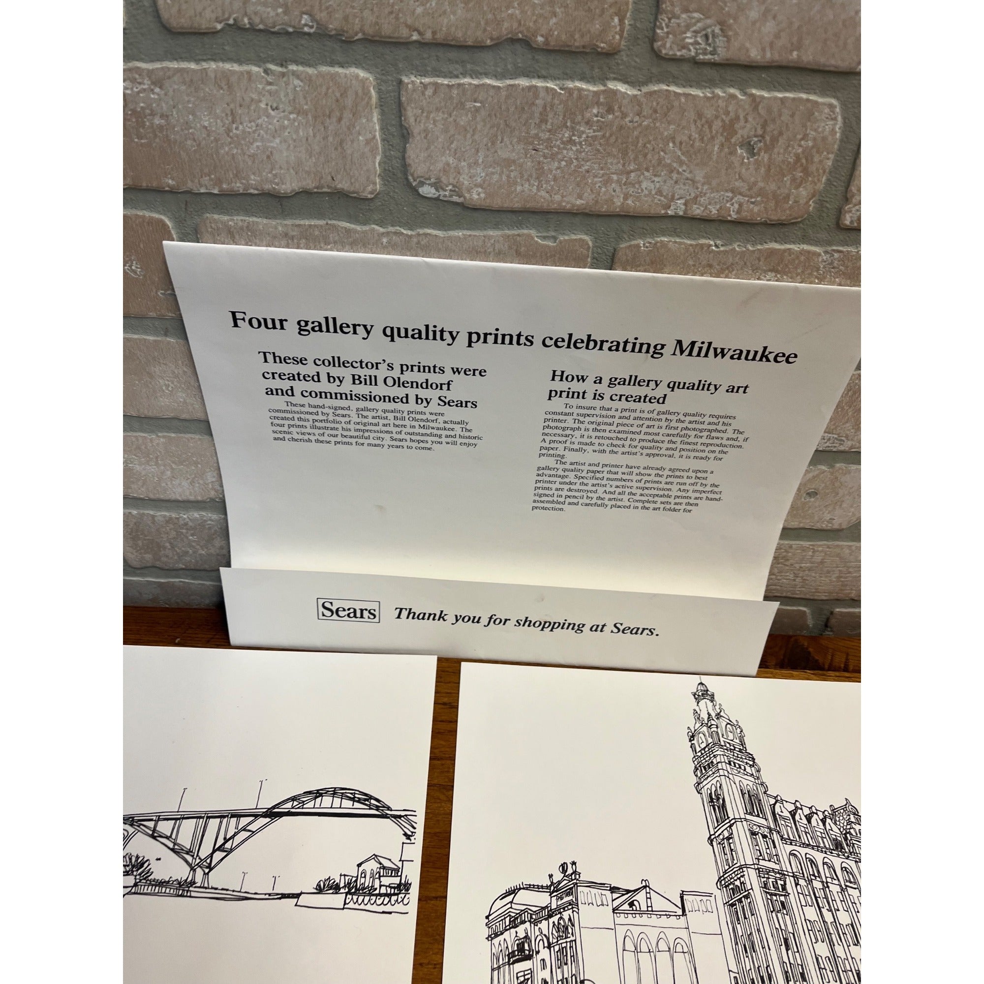 Bill Olendorf & Sears 3 Hand Signed Orig. Gallery Art Prints Historic Milwaukee