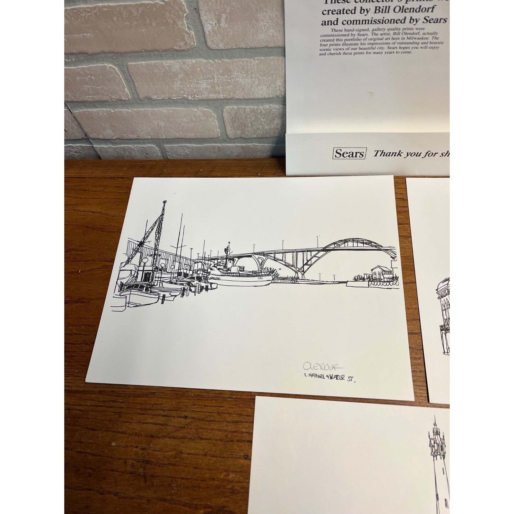 Bill Olendorf & Sears 3 Hand Signed Orig. Gallery Art Prints Historic Milwaukee