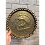 Vintage Persian Brass Charger Tray Falconer Horseman Embossed 14"