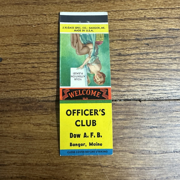 1940s 1950s Pinup Girl Girlie Matchbook Cover Officers Club Bangor Maine
