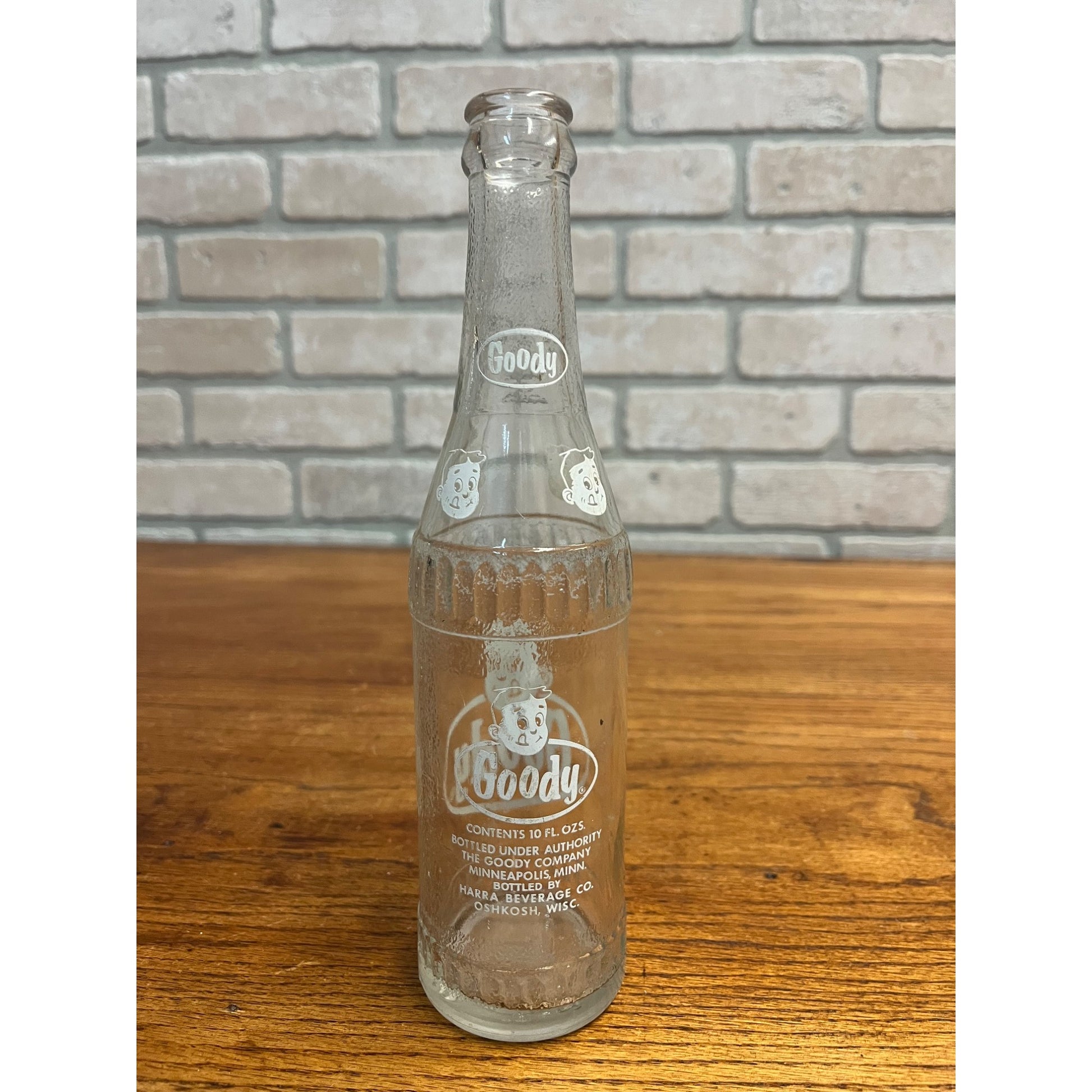Vintage Goody Glass Soda Bottle Oshkosh Wisconsin Harra Beverages Co.