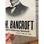 Original 1910 Levi H. Bancroft Wisconsin Attorney General Campaign Poster