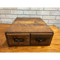 Vtg Antique Two (2) Drawer Oak Library Card Catalog Index File Cabinet Wood Box