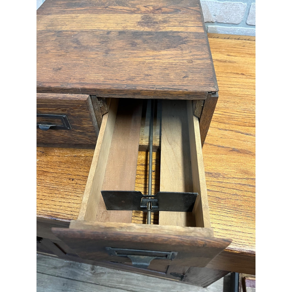 Vtg Antique Two (2) Drawer Oak Library Card Catalog Index File Cabinet Wood Box